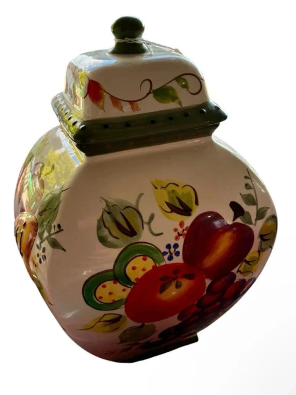 Vintage Hand Painted Biscotti Cookie Jar Canister Nonni’s Farmhouse Tuscan Italy